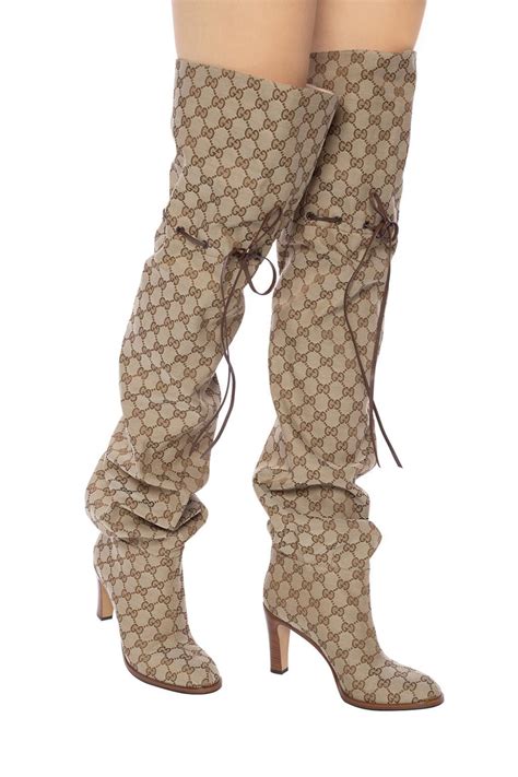 women's gucci boots knee high|gucci print thigh high boots.